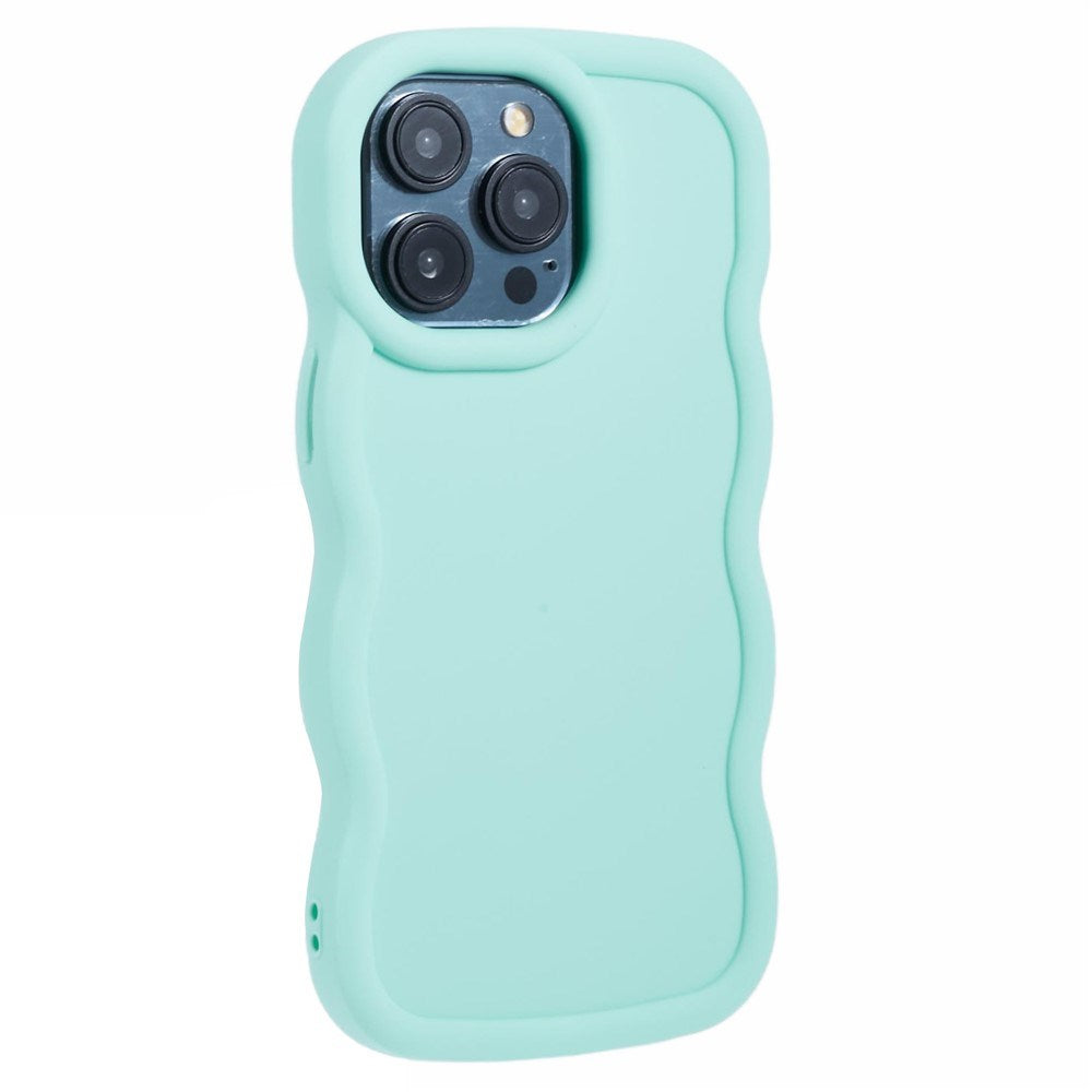 EIDERWOOD iPhone 14 Pro Fleksibelt Plastik Wavy Mobil Cover - Blå