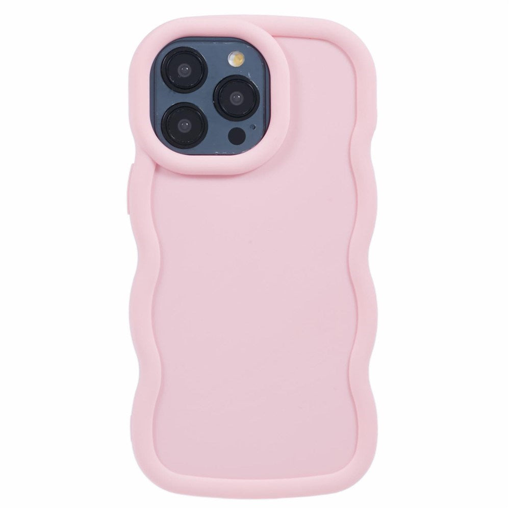 EIDERWOOD iPhone 14 Pro Fleksibelt Plastik Wavy Mobil Cover - Lyserød