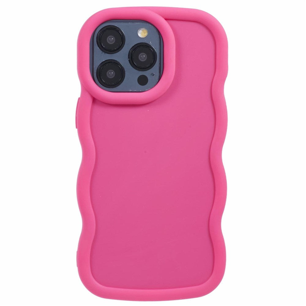 EIDERWOOD iPhone 12 / 12 Pro Fleksibelt Plastik Wavy Mobil Cover - Pink