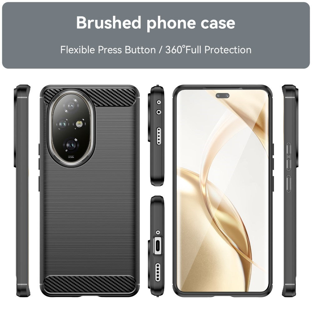 Honor 200 Pro (5G) - EIDERWOOD Brushed Carbon Fiber Fleksibelt Plastik Cover - Sort