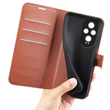 EIDERWOOD Honor 200 5G Folio Cover – Kunstlæder Wallet Case med Litchi Tekstur - Brun