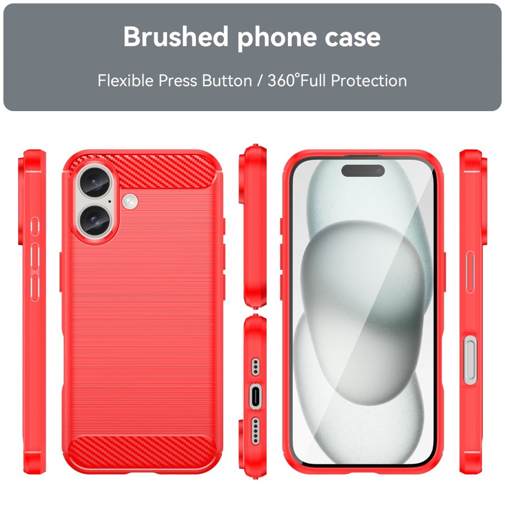 EIDERWOOD iPhone 16 Brushed Carbon Bagside Cover - Rød