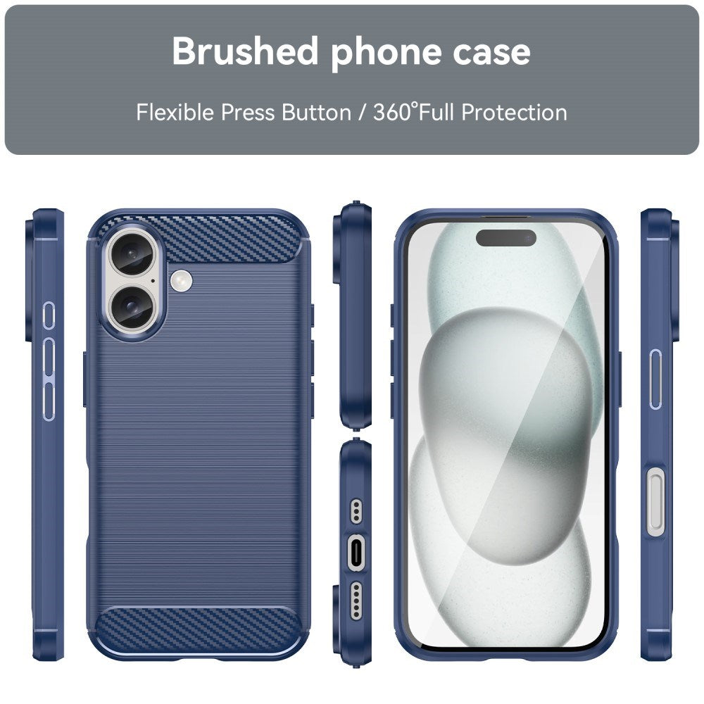 EIDERWOOD iPhone 16 Brushed Carbon Bagside Cover - Blå