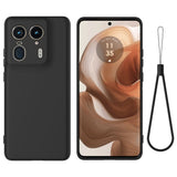 EIDERWOOD Motorola Edge 50 Ultra Liquid Silikone Bagside Cover m. Strop - Sort