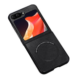 EIDERWOOD Samsung Galaxy Z Flip7 FE / Flip6 Læderbetrukket Plastik Bagside Cover - MagSafe Kompatibel - Sort