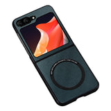 EIDERWOOD Samsung Galaxy Z Flip7 FE / Flip6 Læderbetrukket Plastik Bagside Cover - MagSafe Kompatibel - Grøn