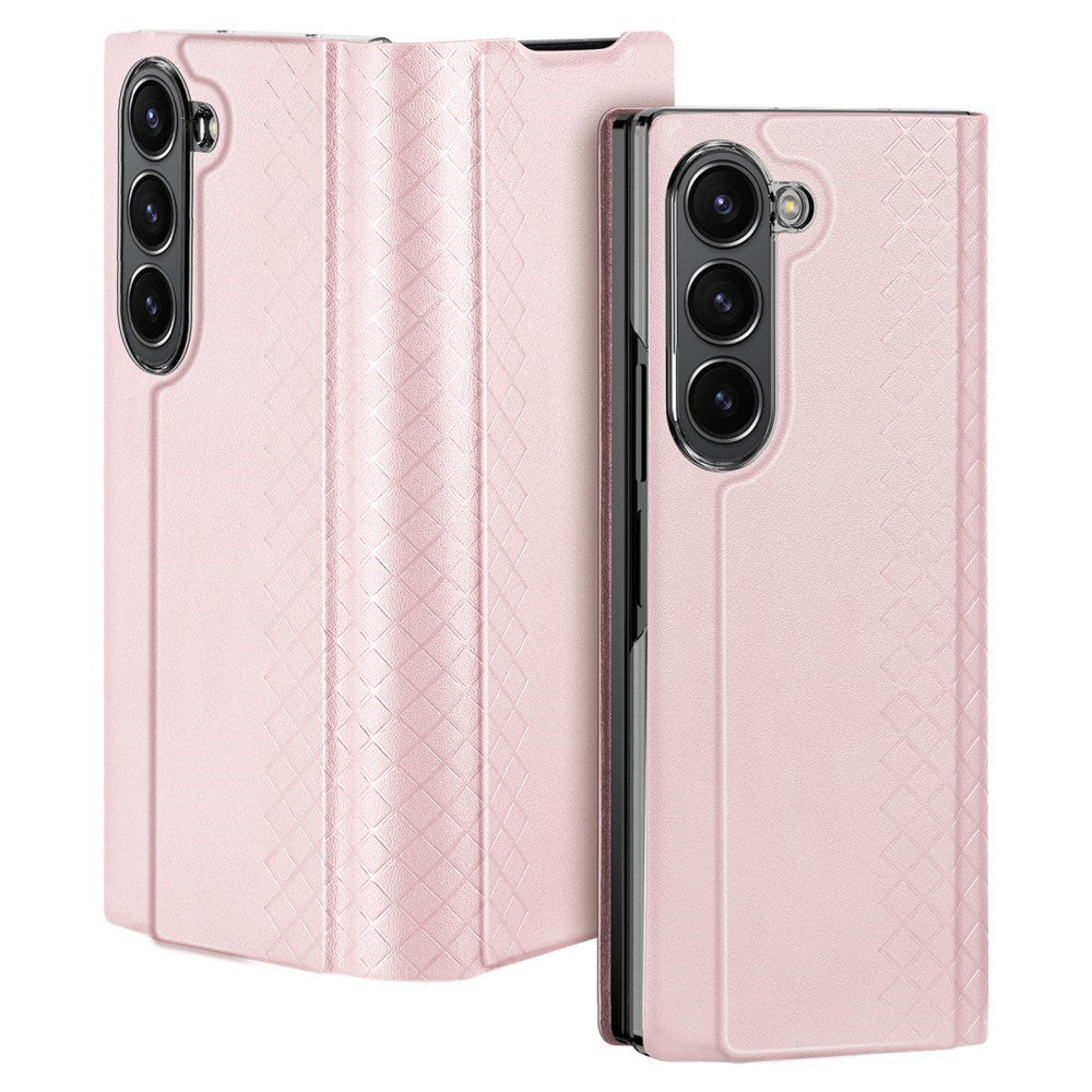 Samsung Galaxy Z Fold6 DUX DUCIS Bril Series Læder Flip Cover - Pink