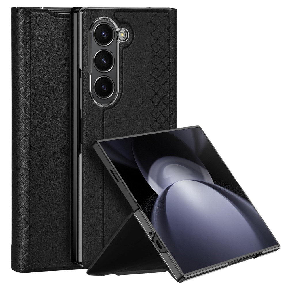 Samsung Galaxy Z Fold6 DUX DUCIS Bril Series Læder Flip Cover - Sort