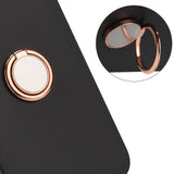 EIDERWOOD Samsung Galaxy S24 FE Fleksibelt Plastik Bagside Cover m. Magnetisk Ring Kickstand - Sort m. Rose Gold Ring