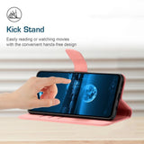 EIDERWOOD Samsung Galaxy S24 FE Mønstret Læder Flip Cover m. Pung & Strop - Lyserød