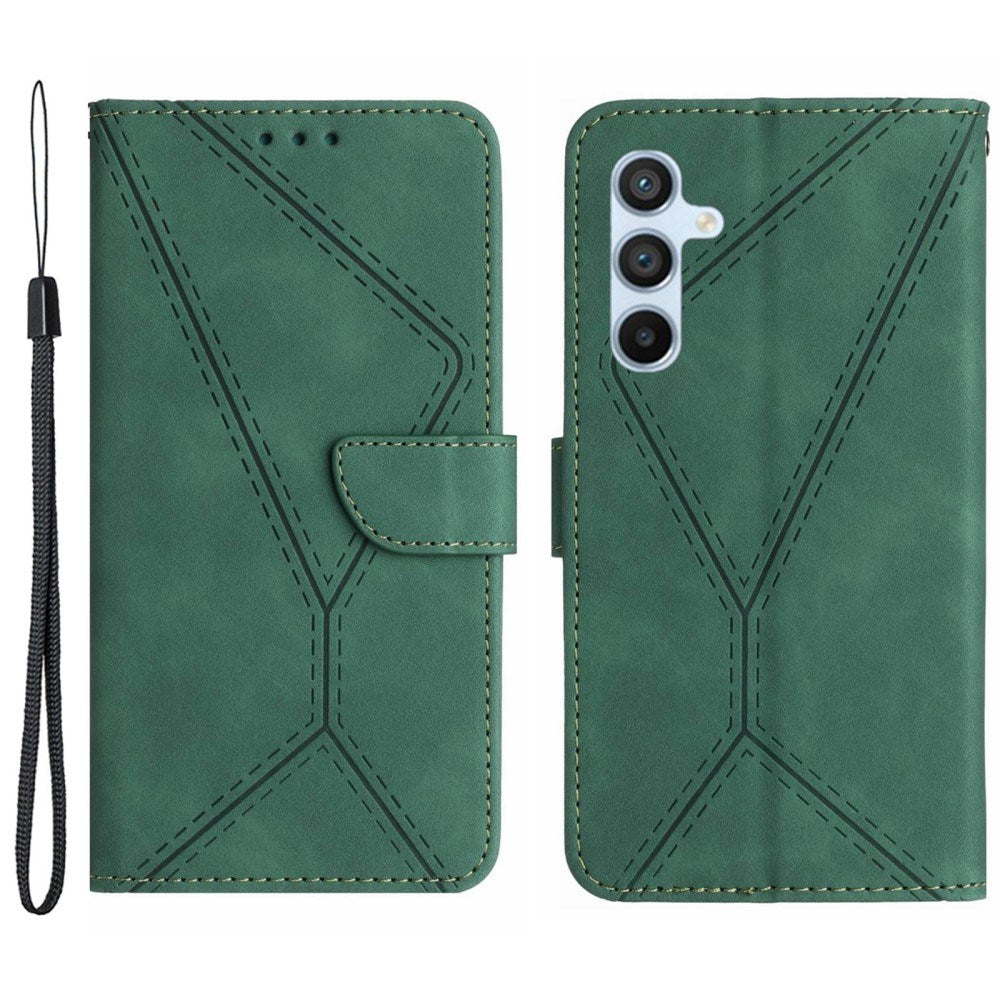 EIDERWOOD Samsung Galaxy S24 FE Mønstret Læder Flip Cover m. Pung & Strop - Grøn