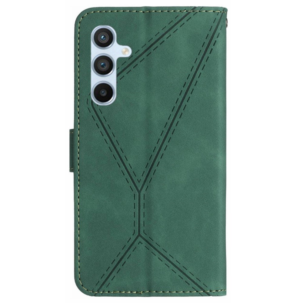 EIDERWOOD Samsung Galaxy S24 FE Mønstret Læder Flip Cover m. Pung & Strop - Grøn