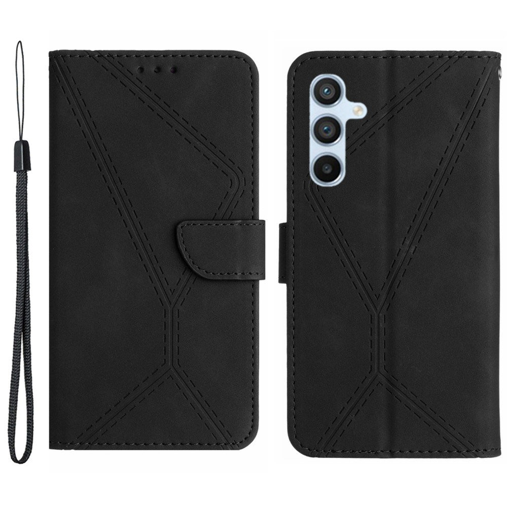 EIDERWOOD Samsung Galaxy S24 FE Mønstret Læder Flip Cover m. Pung & Strop - Sort