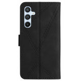 EIDERWOOD Samsung Galaxy S24 FE Mønstret Læder Flip Cover m. Pung & Strop - Sort