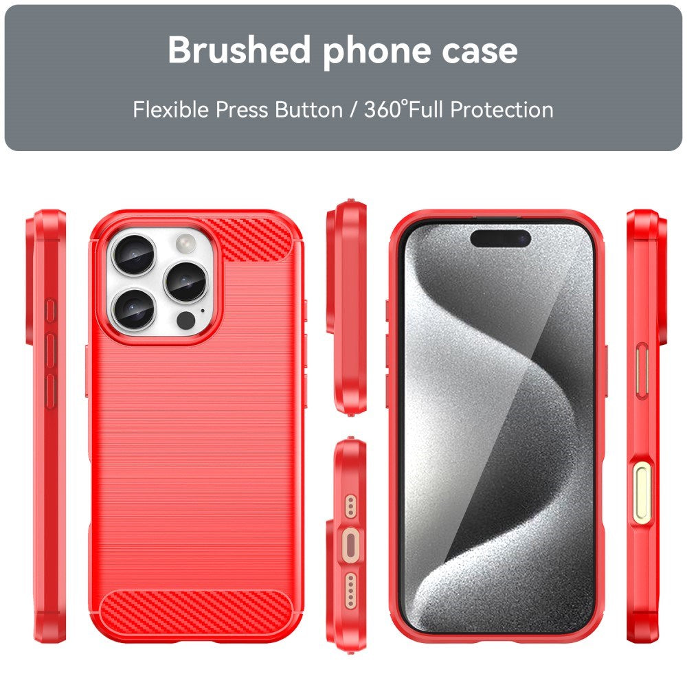 EIDERWOOD iPhone 16 Pro Brushed Carbon Bagside Cover - Rød