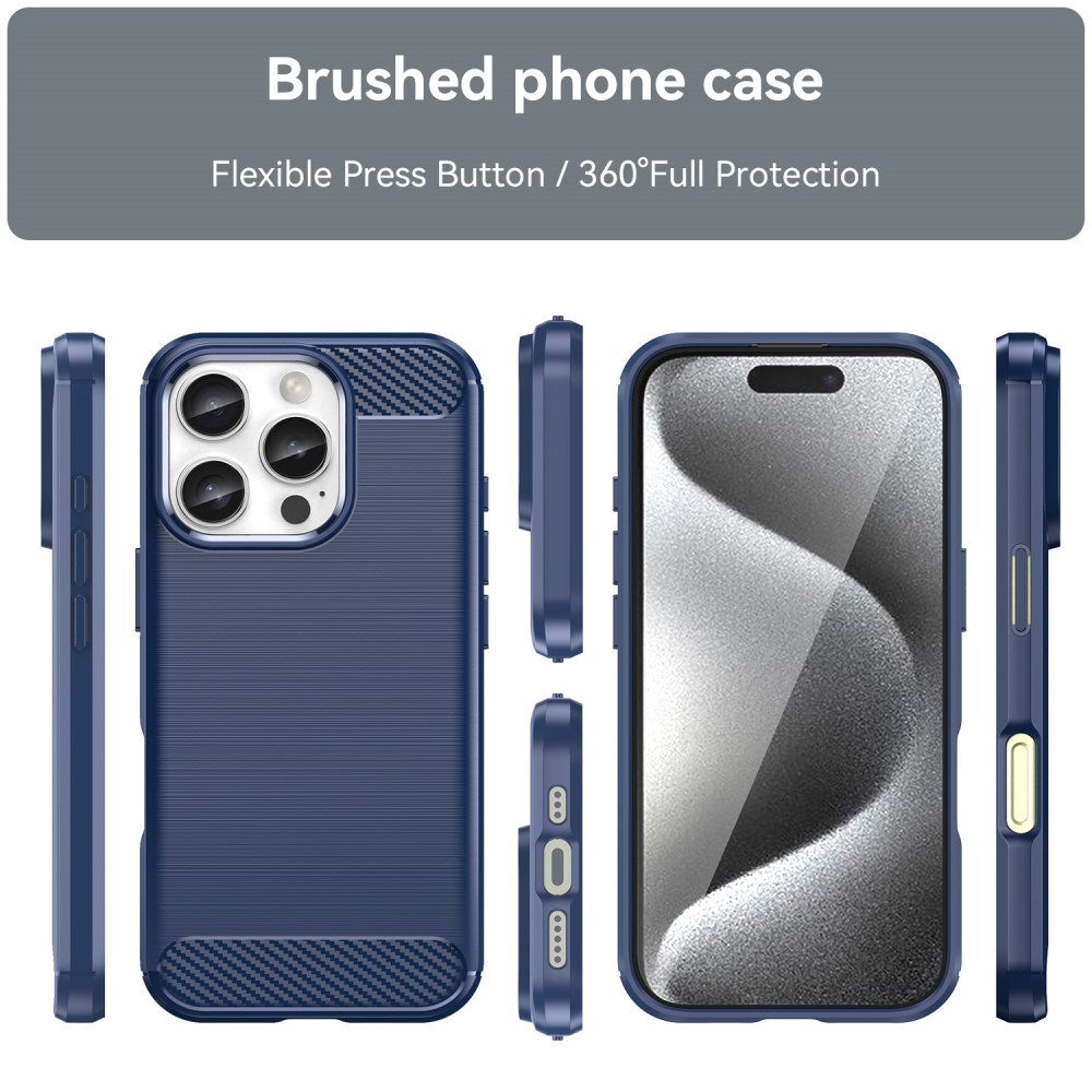 EIDERWOOD iPhone 16 Pro Brushed Carbon Bagside Cover - Blå