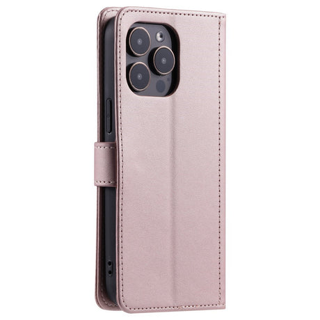 EIDERWOOD iPhone 16 Pro Max Læder Flip Cover m. Pung & Strop - Rhombus - Rose Gold