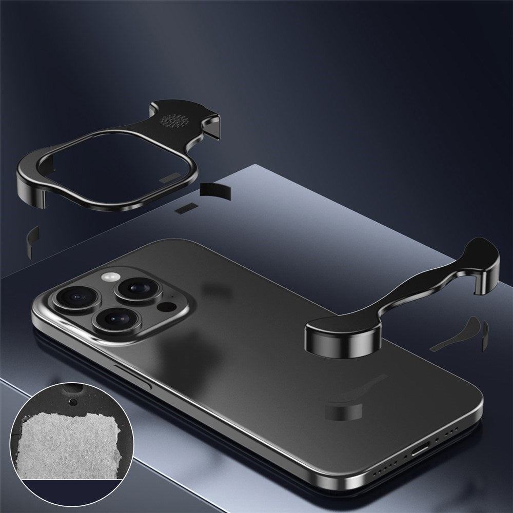 iPhone 15 Pro 2-i-1 Metal Bumper Cover - Sort