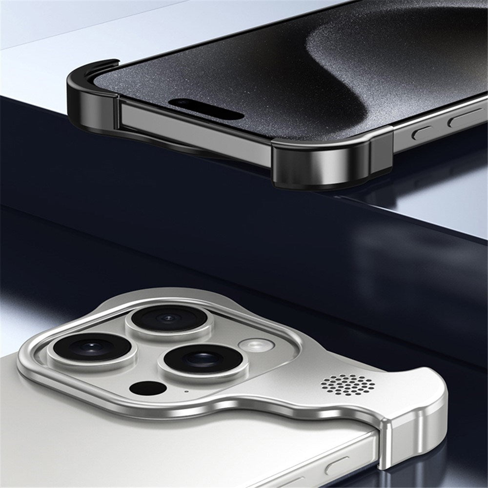 iPhone 15 Pro 2-i-1 Metal Bumper Cover - Blå