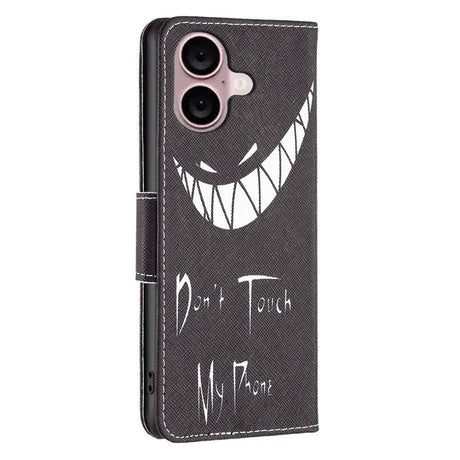 EIDERWOOD iPhone 16 Læder Flip Cover m. Pung & Ståfunktion - "Don't Touch My Phone"