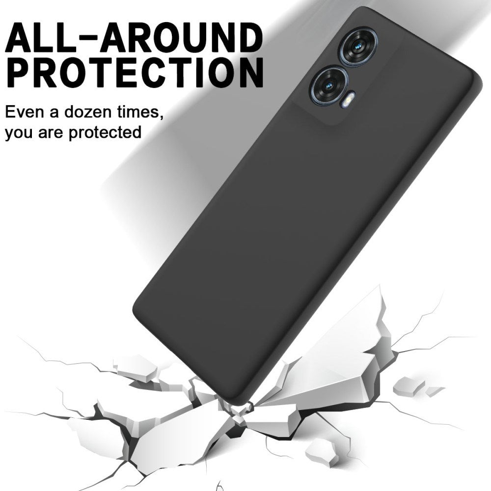 Motorola Moto G85 (5G) Liquid Silikone Bagside Cover m. Strop - Sort