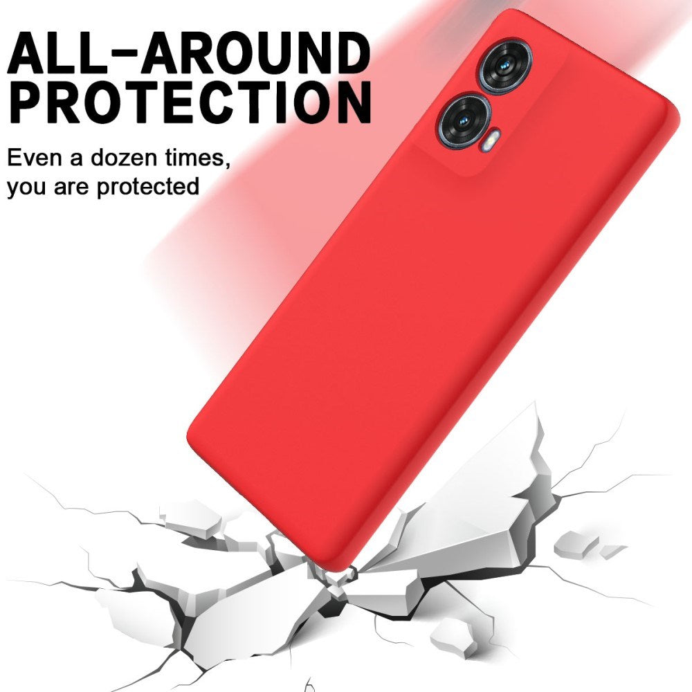 Motorola Moto G85 (5G) Liquid Silikone Bagside Cover m. Strop - Rød