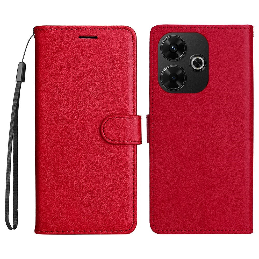 EIDERWOOD Xiaomi Redmi 13 Kunstlæder Flip Cover m. Pung og Strop - Rød