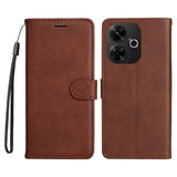 EIDERWOOD Xiaomi Redmi 13 Kunstlæder Flip Cover m. Pung og Strop - Brun