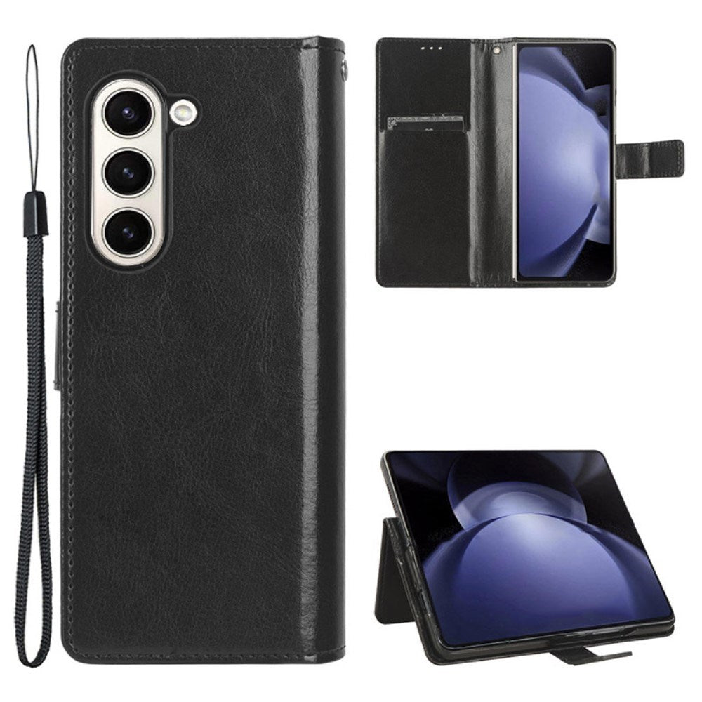 EIDERWOOD Samsung Galaxy Z Fold6 Læder Flip Cover m. Pung & Strop - Sort