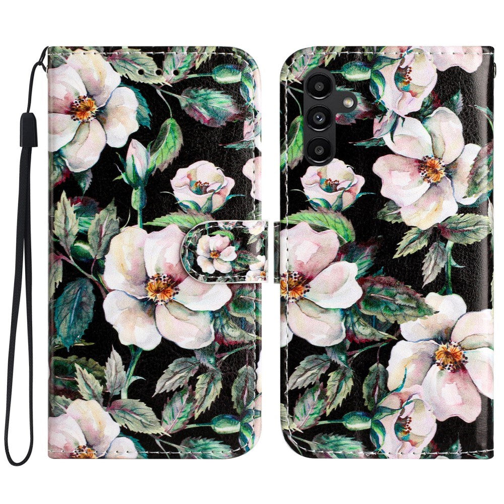 EIDERWOOD Samsung Galaxy S24 FE Vegansk Læder Flip Cover m. Strop og Pung - Magnolia Blomster