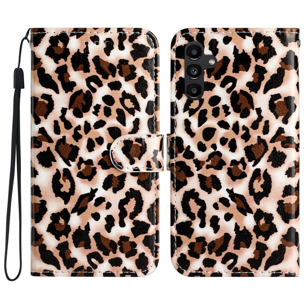 EIDERWOOD Samsung Galaxy S24 FE Vegansk Læder Flip Cover m. Strop og Pung - Leopard Print