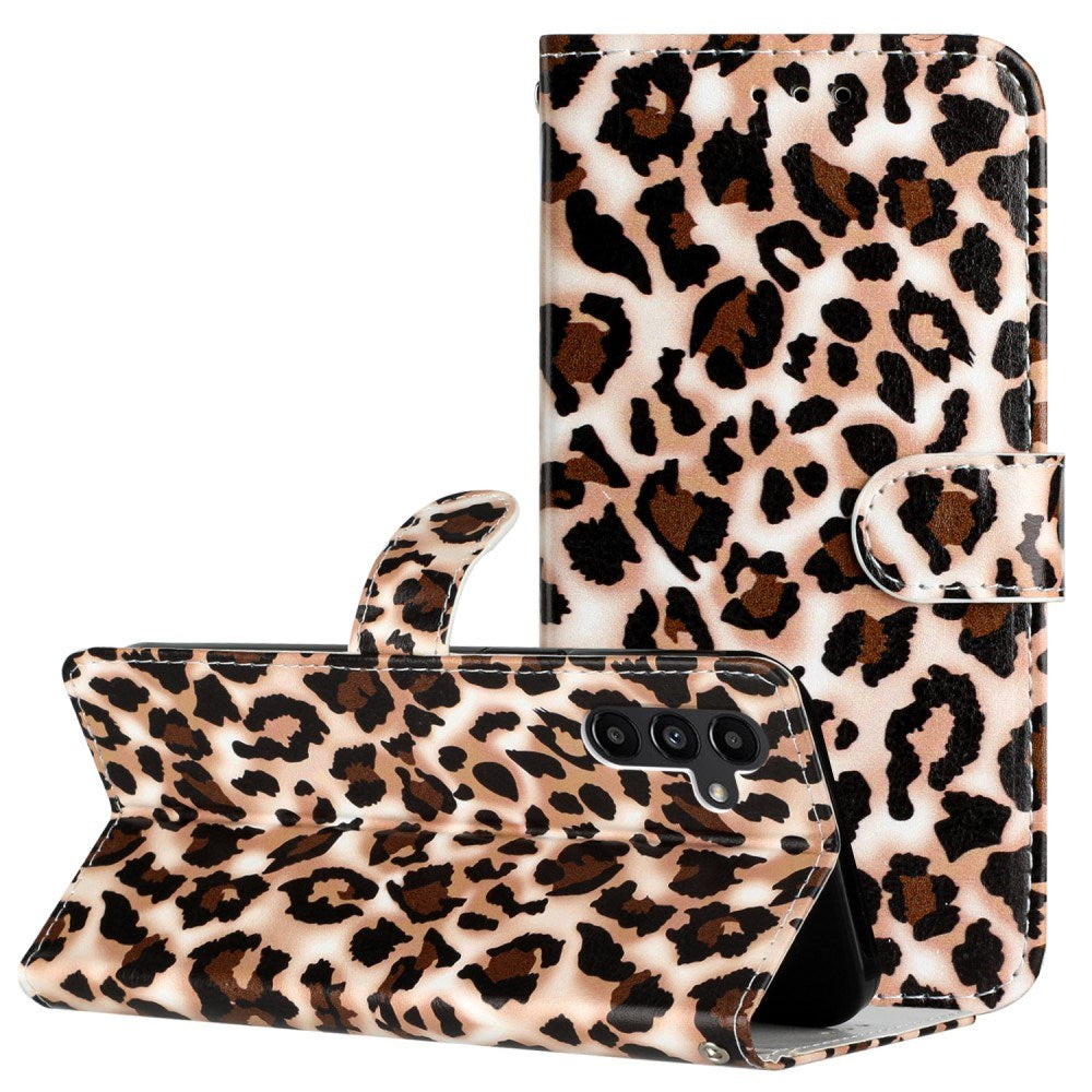 EIDERWOOD Samsung Galaxy S24 FE Vegansk Læder Flip Cover m. Strop og Pung - Leopard Print