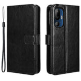 HTC U24 Pro (5G) - EIDERWOOD Blankt Læder Cover m. Pung & Strop - Sort