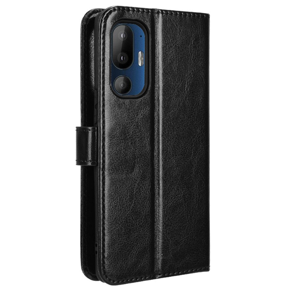 HTC U24 Pro (5G) - EIDERWOOD Blankt Læder Cover m. Pung & Strop - Sort