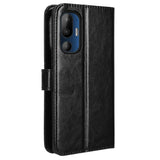 HTC U24 Pro (5G) - EIDERWOOD Blankt Læder Cover m. Pung & Strop - Sort