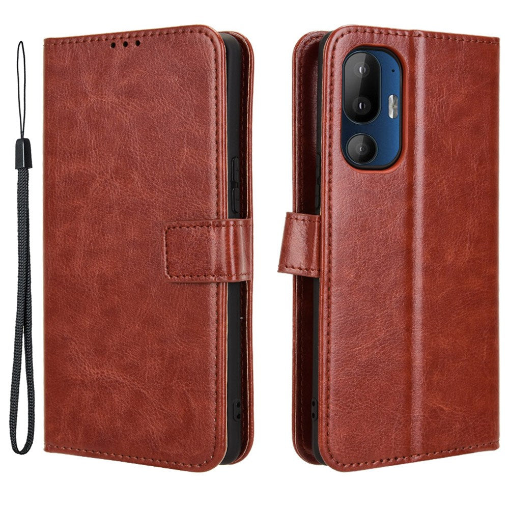 HTC U24 Pro (5G) - EIDERWOOD Blankt Læder Cover m. Pung & Strop - Brun