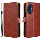 HTC U24 Pro (5G) - EIDERWOOD Blankt Læder Cover m. Pung & Strop - Brun