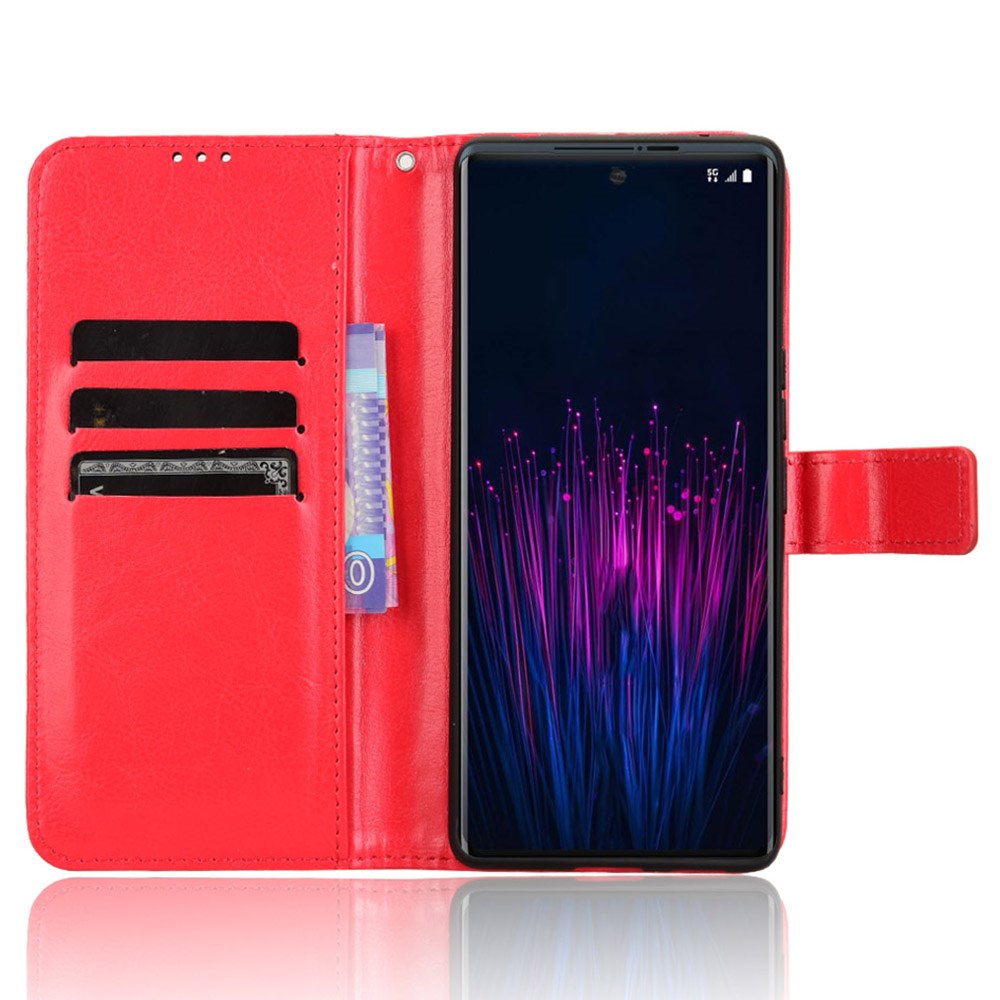 HTC U24 Pro (5G) - EIDERWOOD Blankt Læder Cover m. Pung & Strop - Rød
