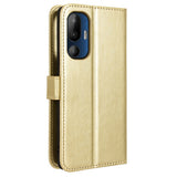 HTC U24 Pro (5G) - EIDERWOOD Blankt Læder Cover m. Pung & Strop - Guld