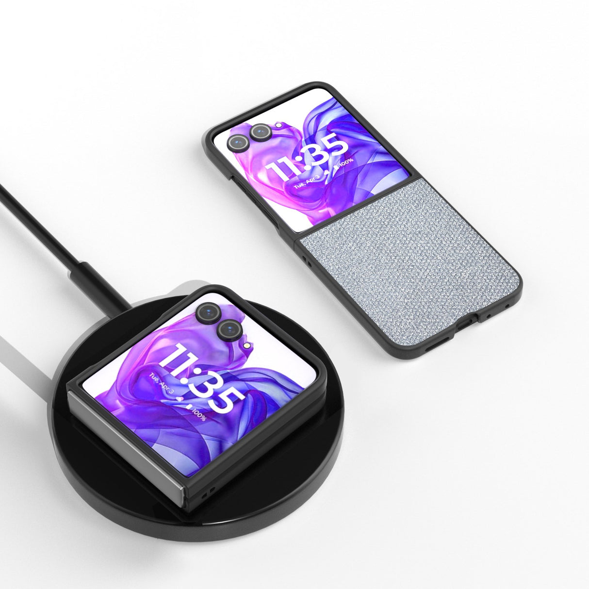 Motorola Razr 50 Ultra (5G) - EIDERWOOD Vegansk Læder Glimmer Cover - Grå