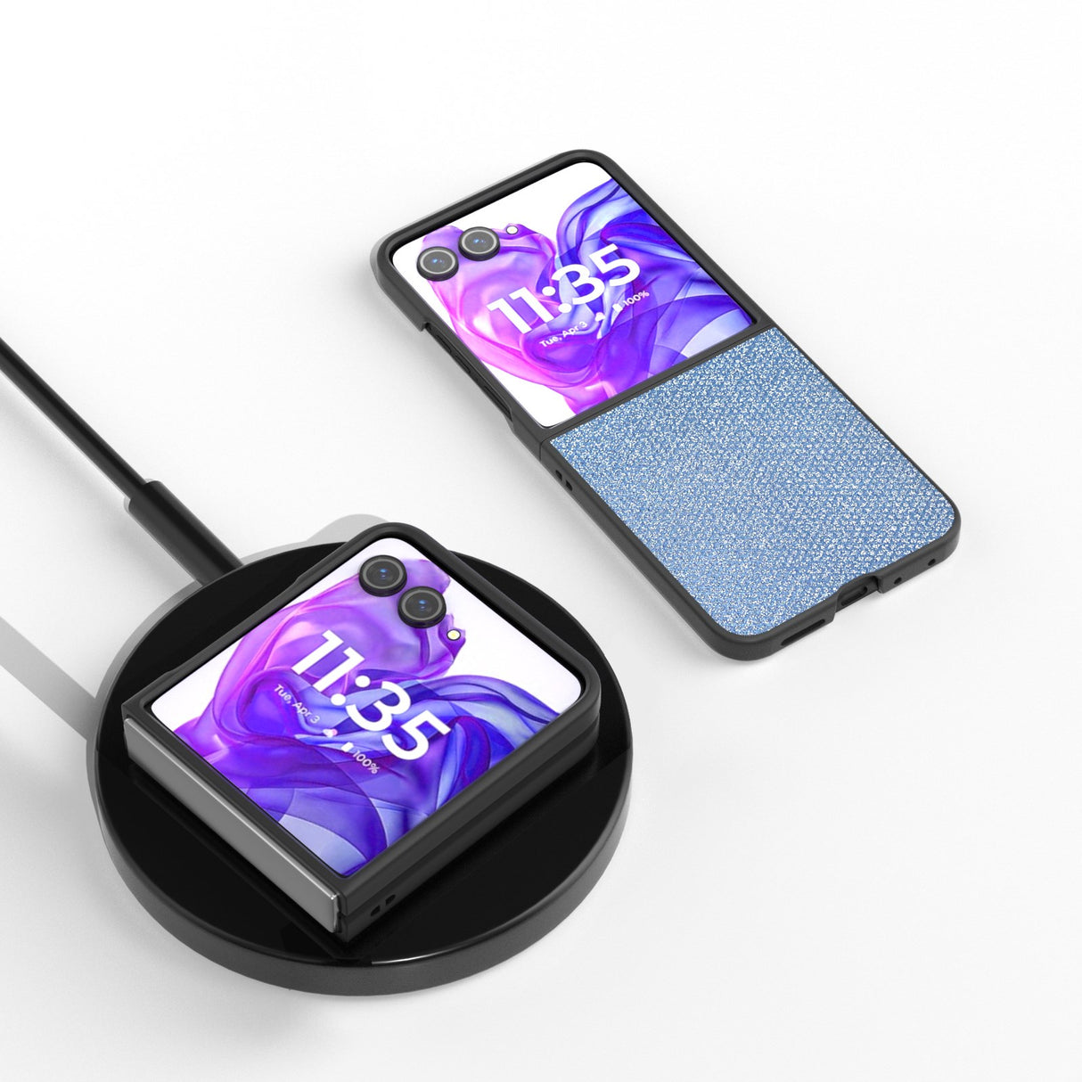 Motorola Razr 50 Ultra (5G) - EIDERWOOD Vegansk Læder Glimmer Cover - Blå