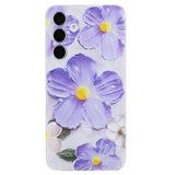 EIDERWOOD Samsung Galaxy S24 FE Fleksibelt Plast Bagside Cover m. Motiv - Gennemsigtig / Lilla Blomster