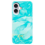 EIDERWOOD iPhone 16 Plus Fleksibelt Plastik Bagside Cover m. Marmor Design - Blå