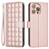 iPhone 16 Pro Ternet Læder Flip Mobil Cover m. Pung & Strop - Rose Gold