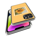iPhone 14 Fleksibelt Plast Bagside Cover - Solsikke i en Ramme