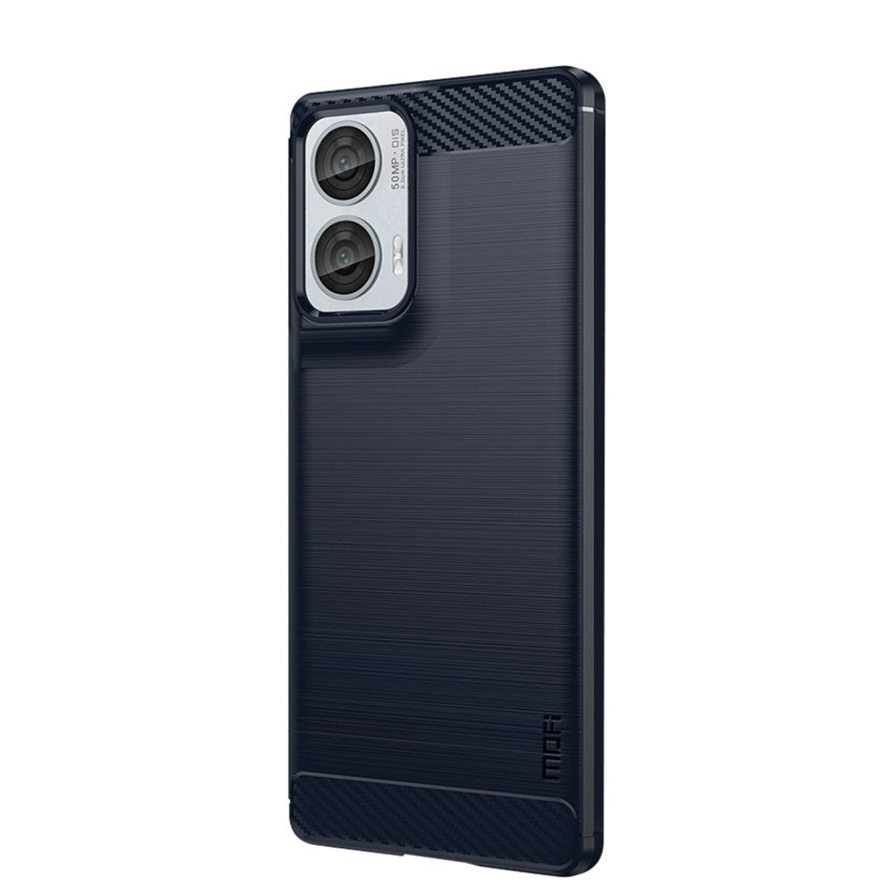 Motorola Moto G85 (5G) / S50 Neo (5G) Brushed Carbon Bagside Cover - Blå