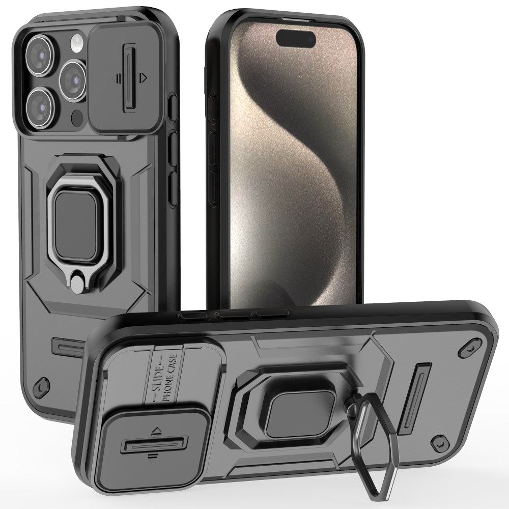 EIDERWOOD iPhone 16 Pro Håndværker Bagside Cover m. Magnetisk Kickstand & Cam Slider - Sort