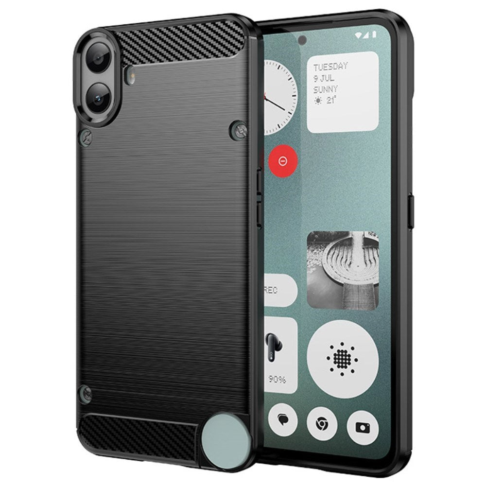 Nothing CMF Phone 1 - EIDERWOOD Brushed Carbon Fiber Fleksibelt Plastik Cover - Sort