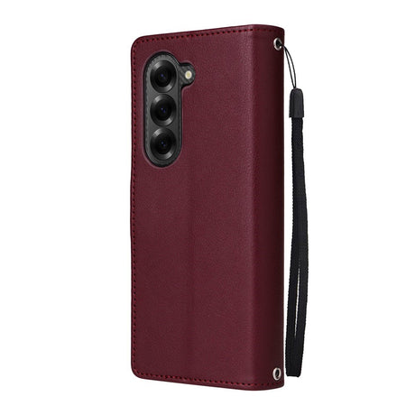 Samsung Galaxy Z Fold6 - EIDERWOOD Kunstlæder Flip Cover - Mørkerød