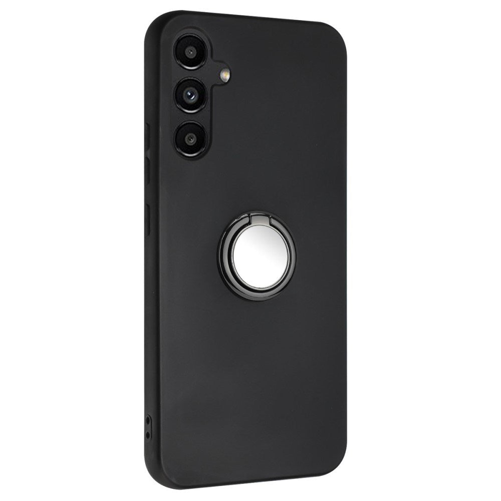 EIDERWOOD Samsung Galaxy A16 Fleksibelt Plastik Bagside Cover m. Magnetisk Ring Kickstand - Sort m. Sort Ring